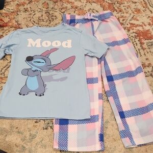 Stitch Top Girls 6/7 Tee Eddie Bauer Fleece Pj Bottoms Bundle Lot